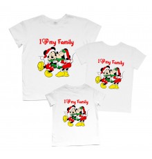 I love my family - новогодний комплект семейных футболок с Микки Маусами