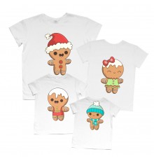 Пряники - комплект новогодних футболок для всей семьи