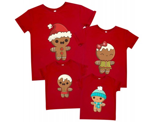 Пряники - комплект новогодних футболок для всей семьи купить в интернет магазине