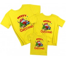 Merry Christmas машина з рогами - комплект новорічних футболок для всієї сім'ї