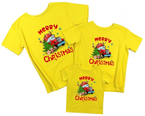 Merry Christmas машина с рогами - комплект новогодних футболок для всей семьи купить в интернет магазине