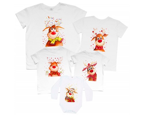 Новорічні олені - футболки для всієї родини Family Look на Новий рік купити в інтернет магазині