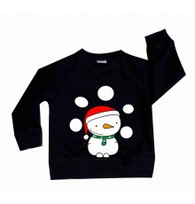 Сніговик зі сніжками - дитячий новорічний світшот