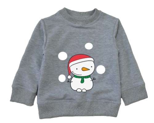 Сніговик зі сніжками - дитячий новорічний світшот купити в інтернет магазині