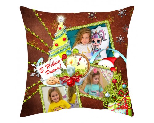 З Новим Роком! - новорічна подушка декоративна на 3 фото купити в інтернет магазині