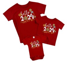 Hello 2024 Happy New Year - комплект новогодних футболок