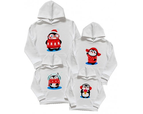 Пінгвінчики - комплект новорічних толстовок family look купити в інтернет магазині