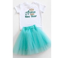 Miss New Year именная - футболка детская для девочки на Новый год + юбка фатиновая балерина
