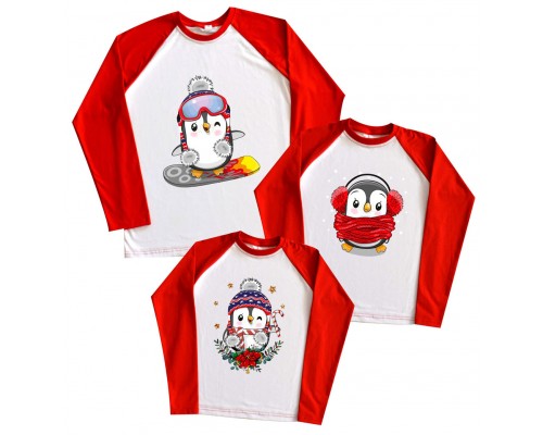Сімя пінгвінів - новорічний комплект сімейних регланів купити в інтернет магазині