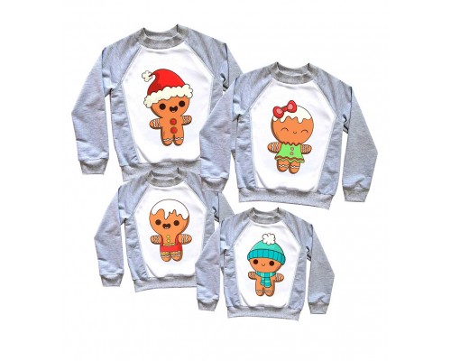 Пряники - комплект новорічних сімейних світшотів family look купити в інтернет магазині