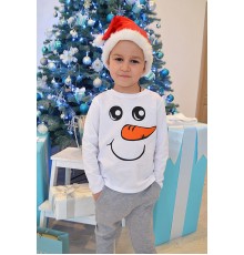 Снеговик - новогодний комплект джемпер детский +штаны