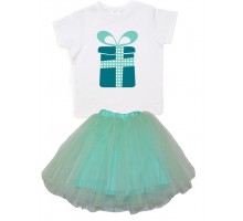 Подарок - футболка детская для девочки на Новый год +юбка фатиновая балерина