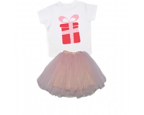 Подарунок - футболка дитяча для дівчинки на Новий рік +спідниця фатинова балерина купити в інтернет магазині