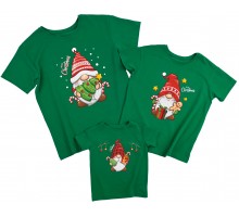 Merry Christmas гноми - комплект новорічних футболок family look для всієї родини