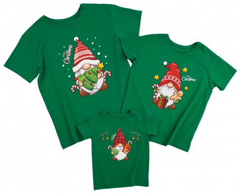 Merry Christmas гноми - комплект новорічних футболок family look для всієї родини купити в інтернет магазині