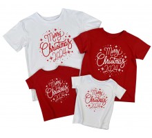 Merry Christmas 2024 - комплект новогодних футболок для всей семьи