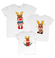 Олені - новорічний комплект сімейних футболок