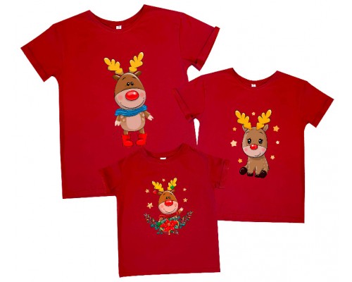 Олені - новорічний комплект сімейних футболок купити в інтернет магазині