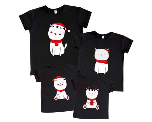 Коти - комплект новорічних футболок для всієї родини купити в інтернет магазині