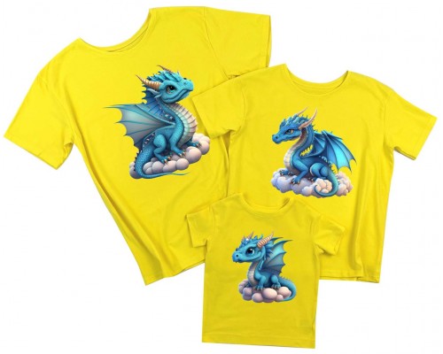 Дракони на каменях - комплект новорічних футболок для всієї сімї купити в інтернет магазині