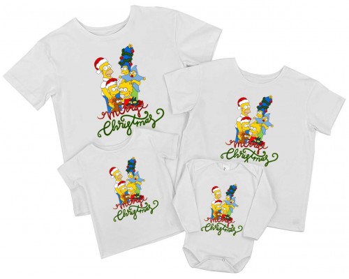Merry Christmas Симпсоны - комплект новогодних футболок для всей семьи купить в интернет магазине