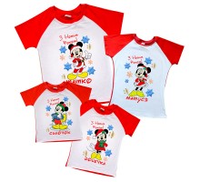 Родина Міккі Маусів - новорічний комплект 2-х кольорових футболок