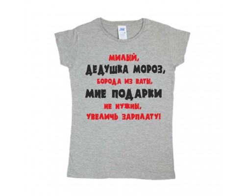 Дід Мороз, збільш зарплату! - новорічна жіноча футболка купити в інтернет магазині