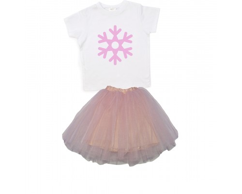 Сніжинка - футболка дитяча для дівчинки на Новий рік +спідниця фатинова балерина купити в інтернет магазині