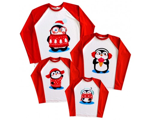 Пінгвінчики - новорічний комплект 2-х кольорових регланів купити в інтернет магазині
