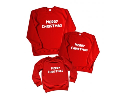 Merry Christmas разные шрифты - комплект новогодних свитшотов купить в интернет магазине