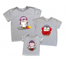 Сім'я пінгвінів - новорічний комплект сімейних футболок