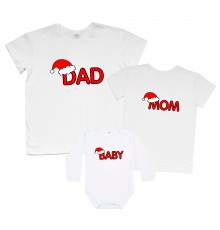 Dad, Mom, Baby - новогодние футболки для всей семьи