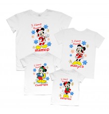 Семья Микки Маусов - комплект семейных футболок на новый год для четверых