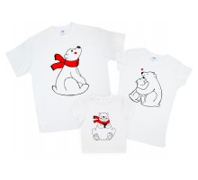 Мишки в шарфиках - комплект футболок для всей семьи
