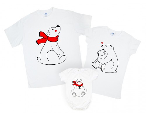 Ведмедики у шарфиках - комплект футболок для всієї родини купити в інтернет магазині