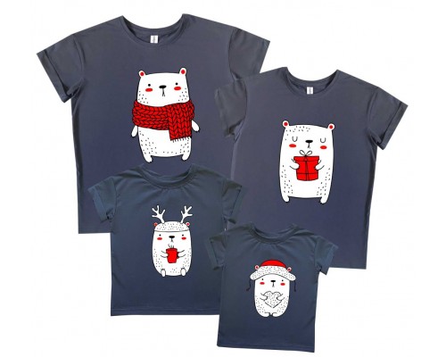 Ведмежата - family look новорічних футболок купити в інтернет магазині