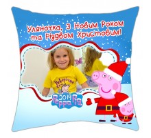 С Новым Годом и Рождеством Христовым! Свинка Пеппа - новогодняя подушка декоративная с фото на заказ