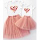 Сердце - новогодний комплект для мамы и дочки футболка + юбка фатиновая балерина купить в интернет магазине