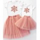 Снежинки - новогодний комплект для мамы и дочки футболка + юбка фатиновая балерина купить в интернет магазине