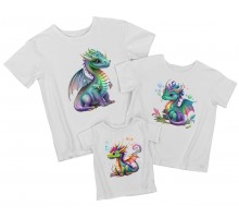 Сім'я драконів - комплект новорічних футболок для всієї родини
