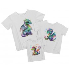 Сім'я драконів - комплект новорічних футболок для всієї родини