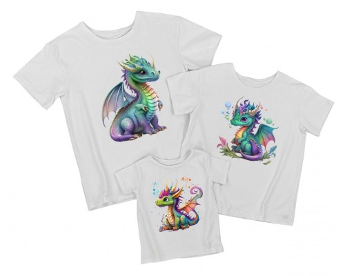 Сімя драконів - комплект новорічних футболок для всієї родини купити в інтернет магазині