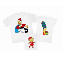 Симпсони новорічні Гомер, Мардж, Барт та Ліса - комплект футболок на новий рік для всієї родини