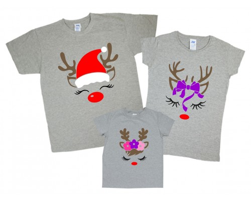 Олени - комплект семейных футболок на Новый год купить в интернет магазине