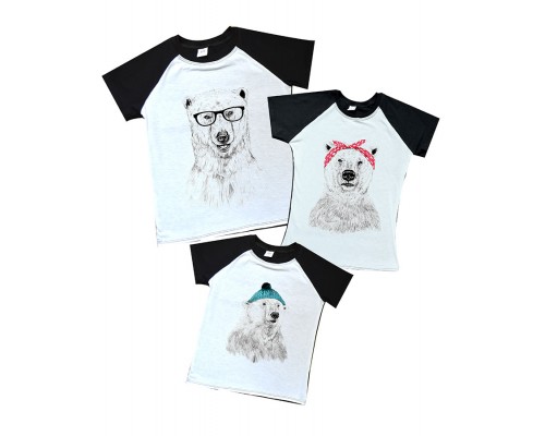 Медведи - комплект 2-х цветных футболок для всей семьи купить в интернет магазине