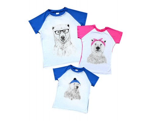 Ведмеді - комплект 2-х кольорових футболок для всієї родини купити в інтернет магазині