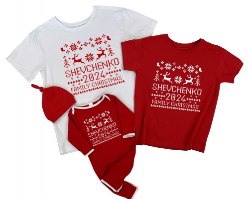 2024 Family Christmas именной комплект новогодних футболок для всей семьи купить в интернет магазине