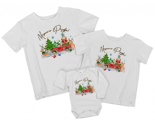Мирного Рождества - новогодние футболки для всей семьи family look купить в интернет магазине