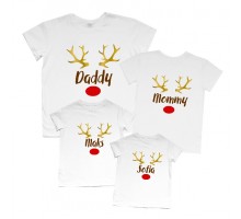 Рождество золотые рога - новогодние футболки для всей семьи