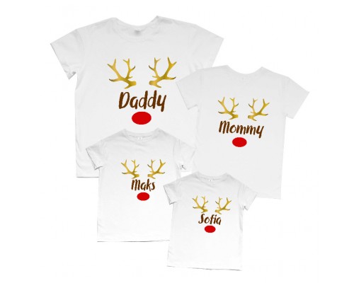 Рождество золотые рога - новогодние футболки для всей семьи купить в интернет магазине